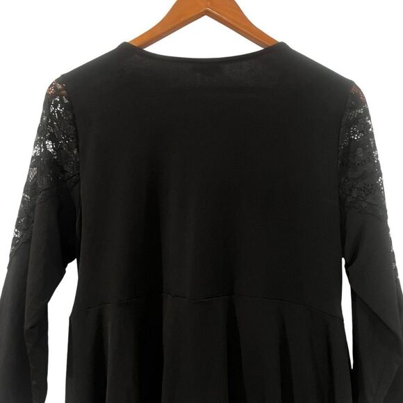Torrid black faux wrap blouse with lace detail - Picture 8 of 9